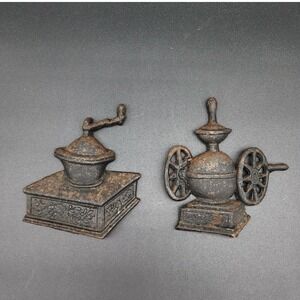 Unbranded Wall Decor Black Coffee Grinder Cast Iron Rustic Art Set 2